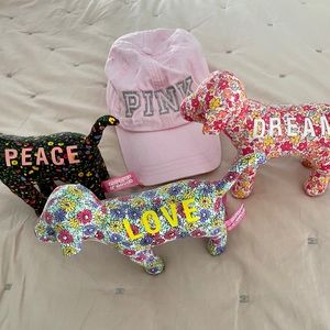 VS Pink baseball hat and Pink dogs